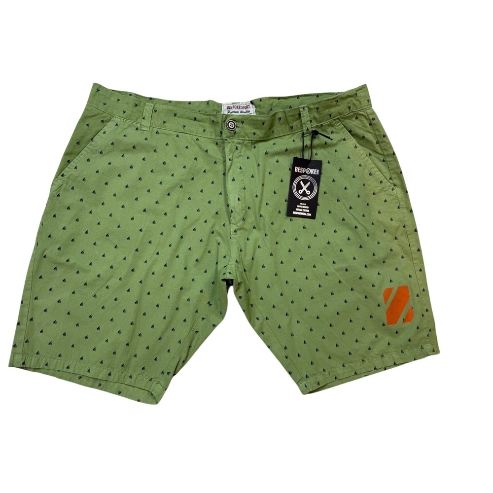 Bespoke Sport Shorts Mens 40 Green New Sailboat Print Cotton Graphic Casual